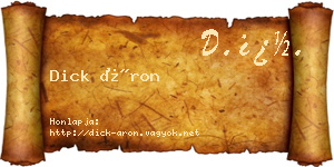 Dick Áron névjegykártya